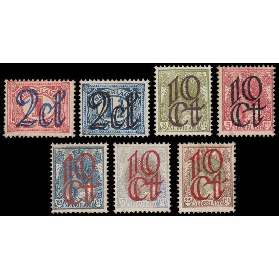 Holanda Netherlands 111/17 1923 Sellos de 1898-09 con sobrecarga MNH Holanda Netherlands 111/17 1923 Sellos de 1898-09 con sobrecarga MNH