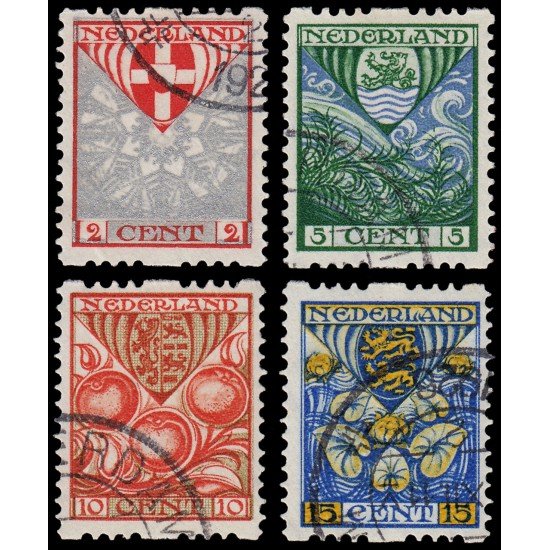 Holanda Netherlands 186a/89a 1926 Obras para la infancia Escudos de provincias Usados Holanda Netherlands 186a/89a 1926 Obras para la infancia Escudos de provincias Usados