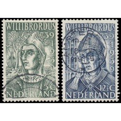 Holanda Netherlands 323/24 1939 12 centenario de la muerte de San Willibord Usados