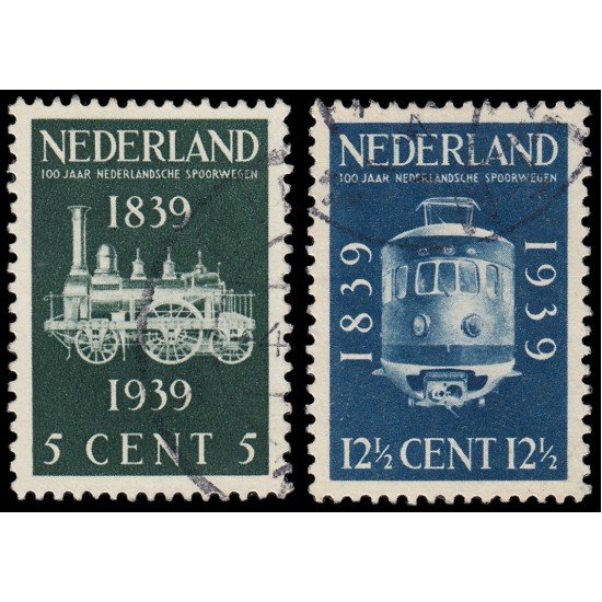 Holanda Netherlands 325/26 1939 Centenario del ferrocarril holandés Usados Holanda Netherlands 325/26 1939 Centenario del ferrocarril holandés Usados