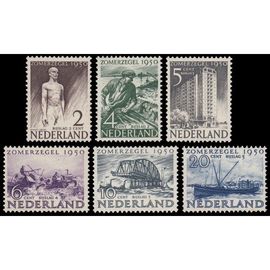 Holanda Netherlands 535/40 1950 Obras de beneficencia Serie de verano Sin goma Holanda Netherlands 535/40 1950 Obras de beneficencia Serie de verano Sin goma