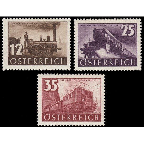 Österreich Austria 503/05 1937 Centenario del ferrocarril en Austria Locomotoras diversas MH Österreich Austria 503/05 1937 Centenario del ferrocarril en Austria Locomotoras diversas MH