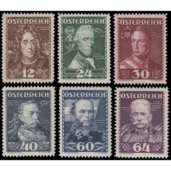 Österreich Austria 471/76 1935 Grandes líderes militares MNH Österreich Austria 471/76 1935 Grandes líderes militares MNH