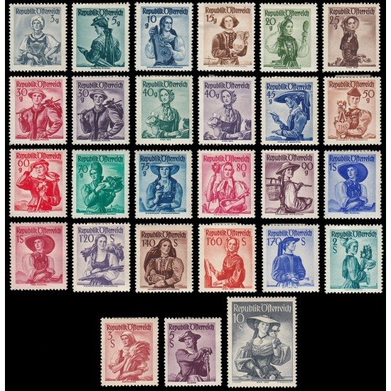 Österreich Austria 738A/54A 1936 Trajes regionales MH Österreich Austria 738A/54A 1936 Trajes regionales MH
