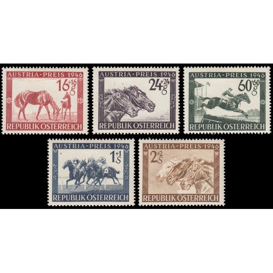 Österreich Austria 648/52 1946 Gran premio hípico de Austria en Viena MH Österreich Austria 648/52 1946 Gran premio hípico de Austria en Viena MH