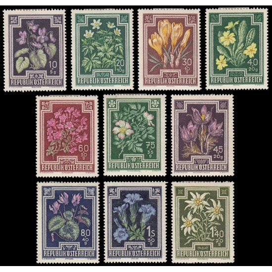 Österreich Austria 722/31 1948 En beneficio de obras contra la tuberculosis Flores diversas MH Österreich Austria 722/31 1948 En beneficio de obras contra la tuberculosis Flores diversas MH