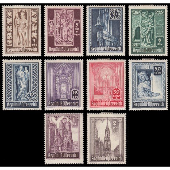 Österreich Austria 653/62 1946 Recaudación fondos para la reconstrucción de St. Etienne Viena MH Österreich Austria 653/62 1946 Recaudación fondos para la reconstrucción de St. Etienne Viena MH