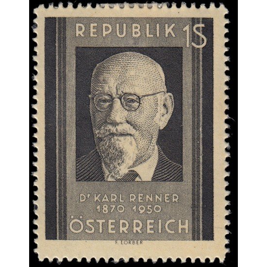 Österreich Austria 793 1951 Aniversario de la muerte del presidente Karl Renner MH Österreich Austria 793 1951 Aniversario de la muerte del presidente Karl Renner MH