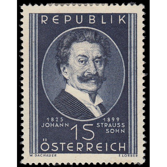 Österreich Austria 769 1949 50 aniv. de la muerte de Johann Strauss hijo MH Österreich Austria 769 1949 50 aniv. de la muerte de Johann Strauss hijo MH