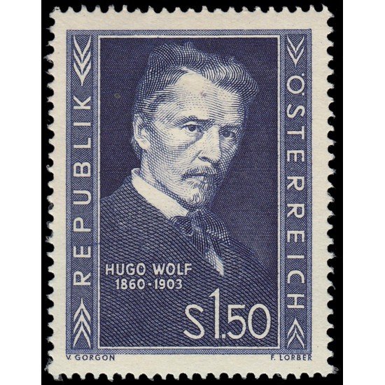 Österreich Austria 818 1953 50 aniv. de la muerte del compositor Hugo Wolf MH Österreich Austria 818 1953 50 aniv. de la muerte del compositor Hugo Wolf MH