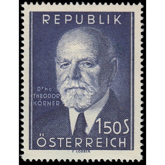Österreich Austria 819 1953 80 aniv. del nacimiento del Presidente Theodor Körner MH Österreich Austria 819 1953 80 aniv. del nacimiento del Presidente Theodor Körner MH