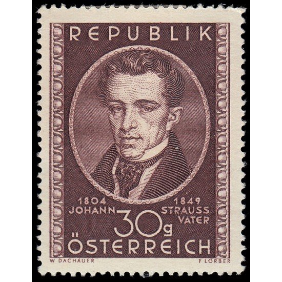 Österreich Austria 778 1949 Centenario de la muerte de Johann Strauss MH
