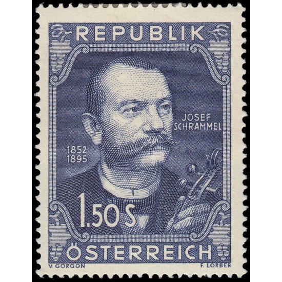 Österreich Austria 811 1952 Centenario del nacimiento del violinista Josef Schrammel MH Österreich Austria 811 1952 Centenario del nacimiento del violinista Josef Schrammel MH