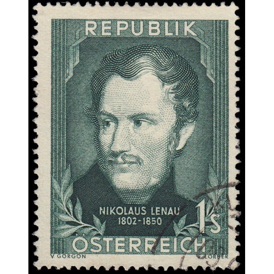 Österreich Austria 815 1952 150 aniv. del nacimiento del poeta Nikolaus Lenau Usado Österreich Austria 815 1952 150 aniv. del nacimiento del poeta Nikolaus Lenau Usado
