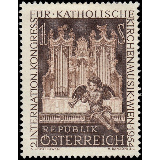 Österreich Austria 841 1954 2º Congreso Internacional de Música de Iglesias Católicas MH Österreich Austria 841 1954 2º Congreso Internacional de Música de Iglesias Católicas MH