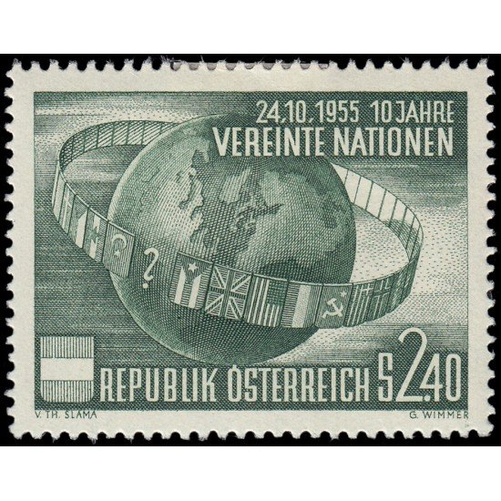 Österreich Austria 855 1955 10 aniv. de la Organización de las Naciones Unidas MH Österreich Austria 855 1955 10 aniv. de la Organización de las Naciones Unidas MH