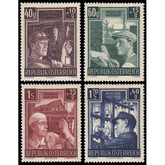Österreich Austria 794/97 1951 En favor de la reconstrucción MH