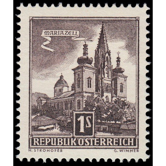 Österreich Austria 868 1957 8 centenario de la basílica Mariazell MH Österreich Austria 868 1957 8 centenario de la basílica Mariazell MH