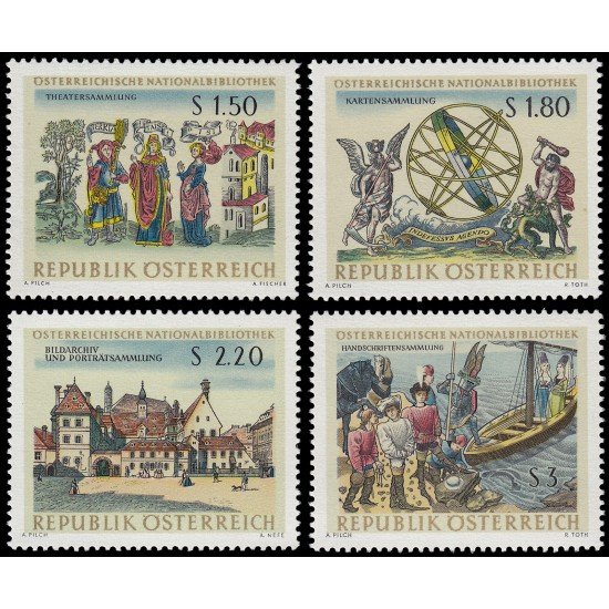 Österreich Austria 1054/57 1966 Biblioteca nacional de Viena MH Österreich Austria 1054/57 1966 Biblioteca nacional de Viena MH