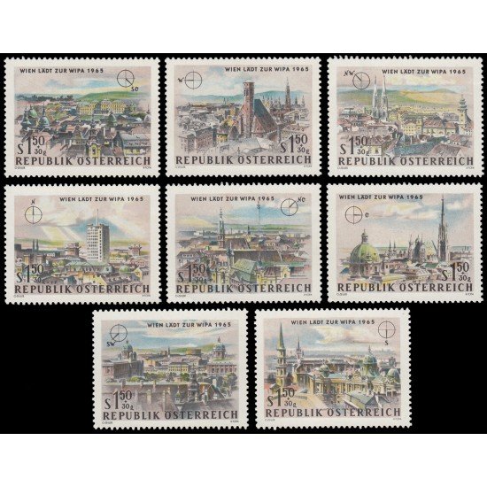 Österreich Austria 1001/08 1964 Wipa 1965 Exposición filatélica internacional en Viena MH Österreich Austria 1001/08 1964 Wipa 1965 Exposición filatélica internacional en Viena MH