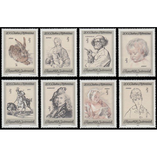 Österreich Austria 1142/49 1969 Bicentenario de la colección de arte de la Albertina MH Österreich Austria 1142/49 1969 Bicentenario de la colección de arte de la Albertina MH