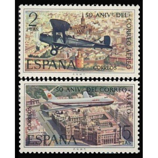 España Spain 2059/60 1971 L Aniversario del Correo Aéreo MNH