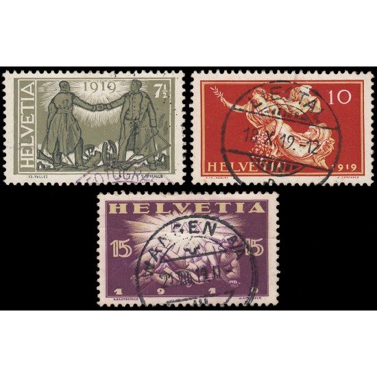 Suiza Switzerland 170/72 1919 Conmemoración de La Paz Usados Suiza Switzerland 170/72 1919 Conmemoración de La Paz Usados