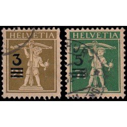 Suiza Switzerland 239/40 1930 Sellos de 1924-27 sobrecargados Usados Suiza Switzerland 239/40 1930 Sellos de 1924-27 sobrecargados Usados