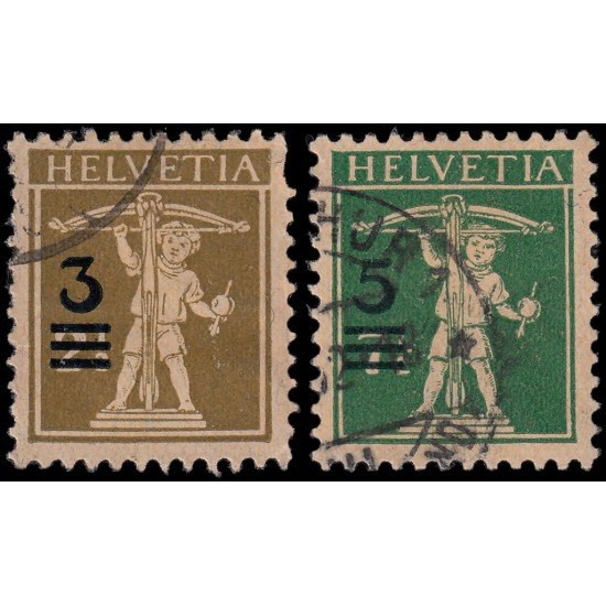 Suiza Switzerland 239/40 1930 Sellos de 1924-27 sobrecargados Usados Suiza Switzerland 239/40 1930 Sellos de 1924-27 sobrecargados Usados