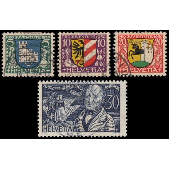 Suiza Switzerland 246/49 1930 Pro juventud Escudos de Villas y Efigies Usados Suiza Switzerland 246/49 1930 Pro juventud Escudos de Villas y Efigies Usados