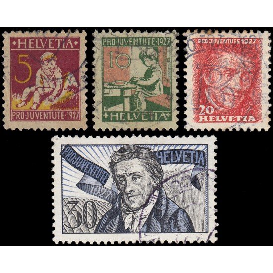 Suiza Switzerland 226/29 1927 Henri Pestalozzi Orfelinatos Pro juventud Usados Suiza Switzerland 226/29 1927 Henri Pestalozzi Orfelinatos Pro juventud Usados