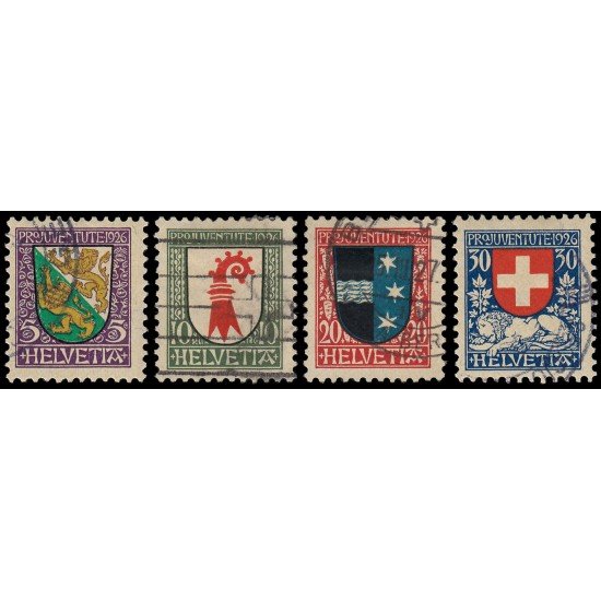 Suiza Switzerland 222/25 1926 Pro juventud Escudo de armas de cantones de Suiza Usados Suiza Switzerland 222/25 1926 Pro juventud Escudo de armas de cantones de Suiza Usados