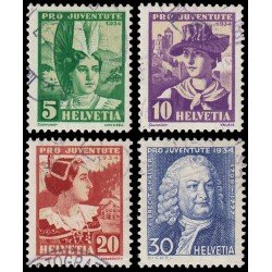 Suiza Switzerland 278/81 1934 Pro juventud Albrecht von Haller Usados Suiza Switzerland 278/81 1934 Pro juventud Albrecht von Haller Usados