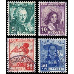 Suiza Switzerland 316/19 1938 Pro juventud Salomón Gessner Usados Suiza Switzerland 316/19 1938 Pro juventud Salomón Gessner Usados