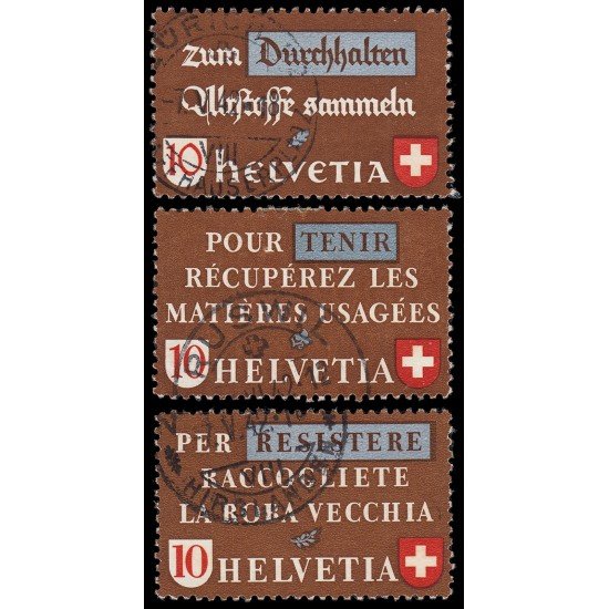 Suiza Switzerland 375/77 1942 Propaganda para la recuperación Usados