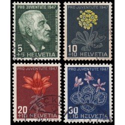 Suiza Switzerland 445/48 1947 Pro juventud J. Burckhardt Flores Flowers Usados Suiza Switzerland 445/48 1947 Pro juventud J. Burckhardt Flores Flowers Usados