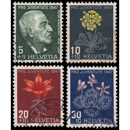 Suiza Switzerland 445/48 1947 Pro juventud J. Burckhardt Flores Flowers Usados Suiza Switzerland 445/48 1947 Pro juventud J. Burckhardt Flores Flowers Usados