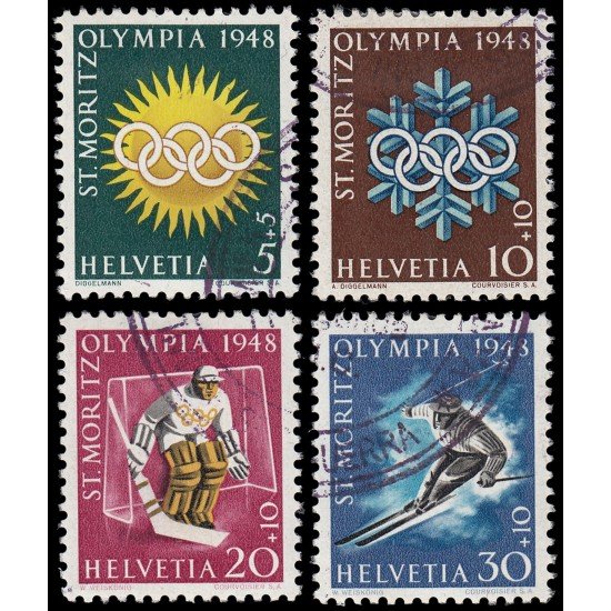 Suiza Switzerland 449/52 1948 1948 Juegos Olímpicos de invierno de San Moritz Usados Suiza Switzerland 449/52 1948 1948 Juegos Olímpicos de invierno de San Moritz Usados