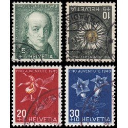 Suiza Switzerland 388/91 1943 Pro juventud M. Fellenberg Flores Flowers Usados Suiza Switzerland 388/91 1943 Pro juventud M. Fellenberg Flores Flowers Usados