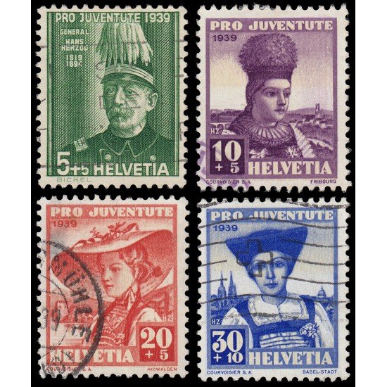 Suiza Switzerland 344/47 1939 Pro juventud General Hans Herzog Usados Suiza Switzerland 344/47 1939 Pro juventud General Hans Herzog Usados