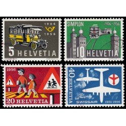 Suiza Switzerland 572 1956 50 aniv. de los coches postales, del tunel de Simplon Seguridad viaria 25 aniv. de la compañía aérea Swissair Usados Suiza Switzerland 572 1956 50 aniv. de los coches postales, del tunel de Simplon Seguridad viaria 25 aniv. de la compañía aérea Swissair Usados
