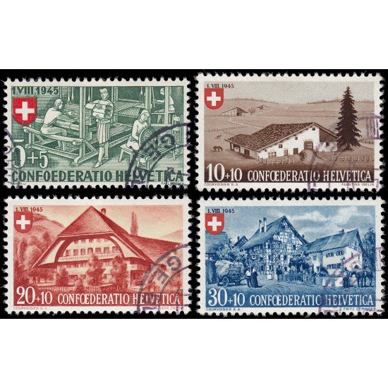 Suiza Switzerland 419/22 1945 Fiesta Nacional Usados Suiza Switzerland 419/22 1945 Fiesta Nacional Usados
