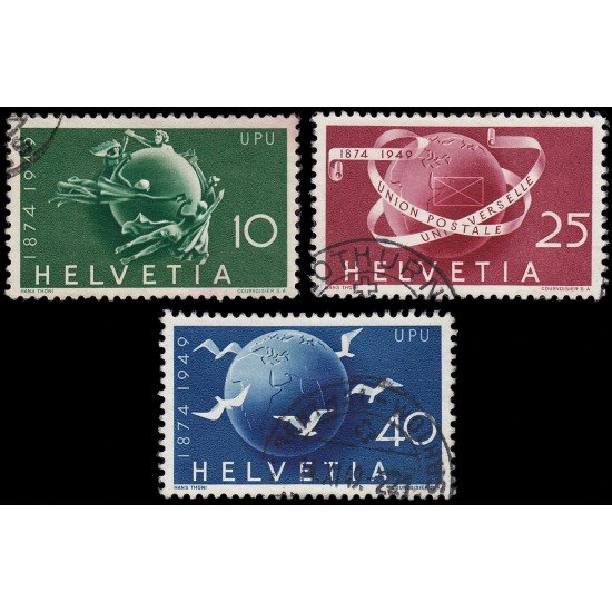 Suiza Switzerland 474/76 1949 75 aniv. Unión Postal Universal U.P.U. Usados Suiza Switzerland 474/76 1949 75 aniv. Unión Postal Universal U.P.U. Usados