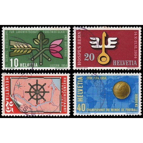 Suiza Switzerland 544/47 1954 Serie de propaganda Acontecimientos Usados Suiza Switzerland 544/47 1954 Serie de propaganda Acontecimientos Usados
