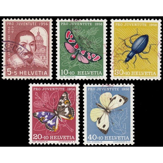 Suiza Switzerland 581/85 1956 Pro juventud Mariposas Butterflies Usados