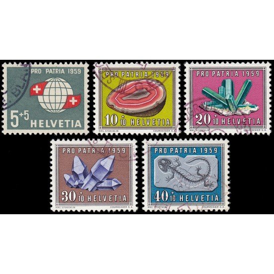 Suiza Switzerland 625/29 1959 Pro patria Bandera suiza Minerales Usados