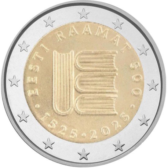 Estonia 2025 2 € euros conmemorativos Primer Texto Impreso en Estonio Estonia 2025 2 € euros conmemorativos Primer Texto Impreso en Estonio