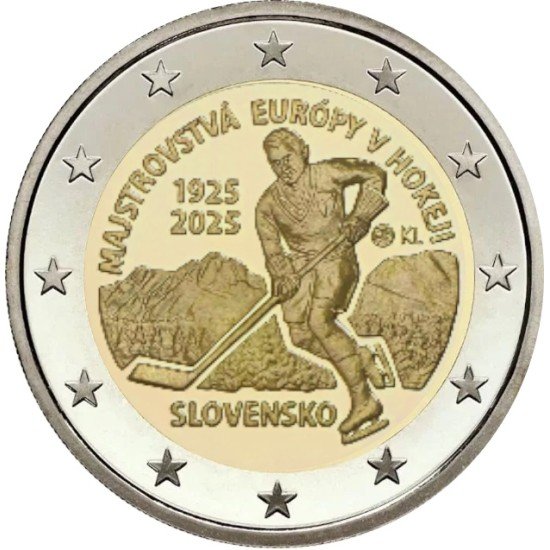 Eslovaquia 2025 2 € euros conmemorativos Hockey sobre hielo Eslovaquia 2025 2 € euros conmemorativos Hockey sobre hielo