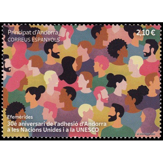 Andorra Española 544 2023 Efemérides 30 aniv. de la adhesión de Andorra a las Naciones Unidas y la UNESCO MNH