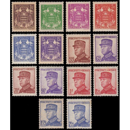 Monaco 154/66 1937-39 15 aniv. del advenimiento del Príncipe Luis II MH Monaco 154/66 1937-39 15 aniv. del advenimiento del Príncipe Luis II MH